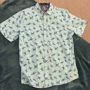 Men’s shirt large teal birds brand new